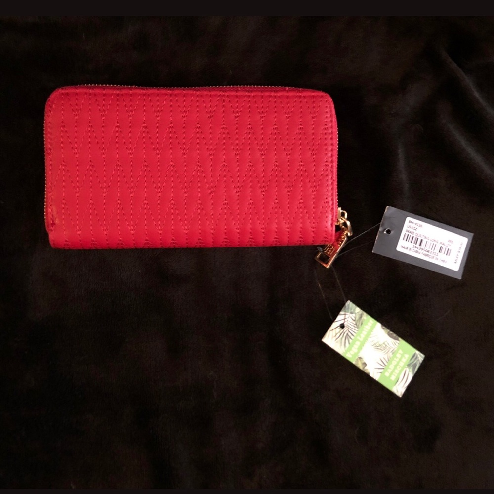 Red Braid Quilting Long Wallet / Credit Card Holder BADGLEY MISCHKA STUDIO - Picture 2 of 10